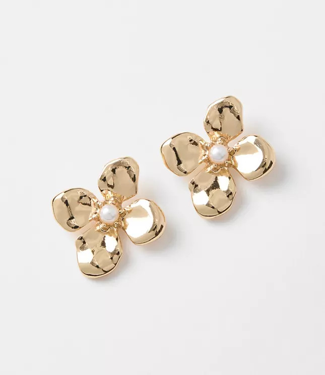 Pearlized Floral Stud Earrings | LOFT
