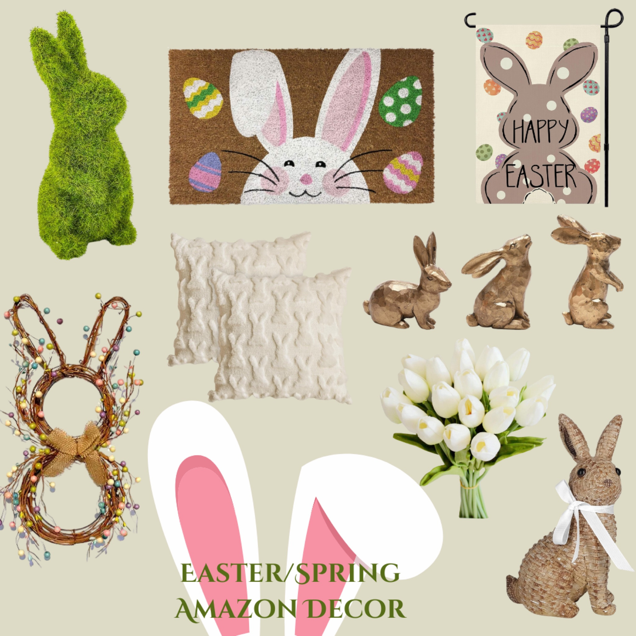  Easter Bunny Spring Wreath Blossom Rabbit Garland with Pastel Berries Artificial Floral Wreaths for Front Door Decor, spring and Easter decoration. 

#LTKHome #LTKSpring #LTKSeasonal