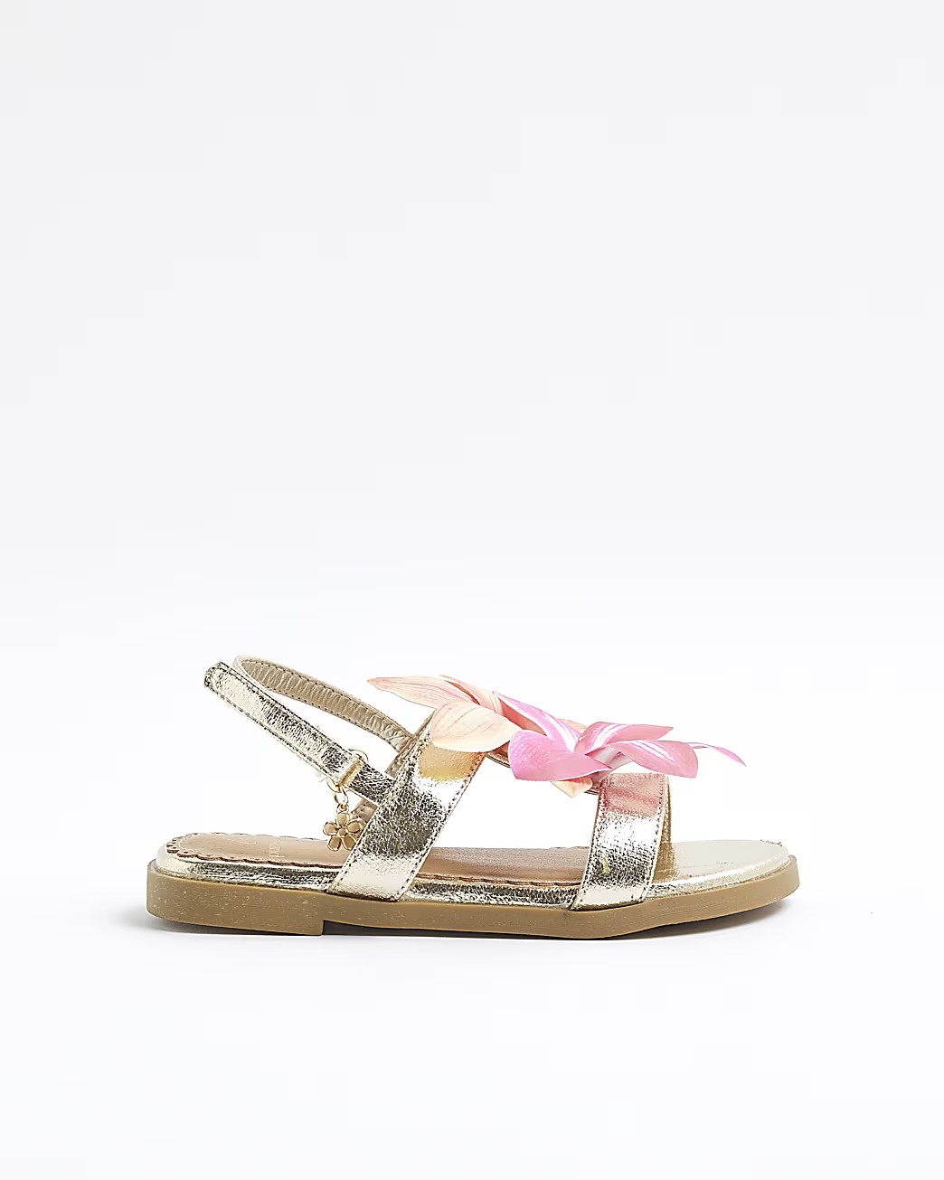 Girls Gold Orchid Flower Sandals | River Island UK & IE