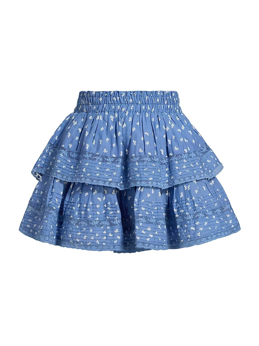 Women's LoveShackFancy x Visit Savannah Ruffle Bow Printed Miniskirt - Southern Charm - Size Small | Saks Fifth Avenue