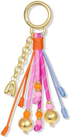 KissYan Initial Bag Charm for Women, Colorful Rope Purse charms With Bubble Letter pendant, Daint... | Amazon (US)