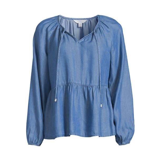 Time and Tru Women’s Woven Peplum Top | Walmart (US)