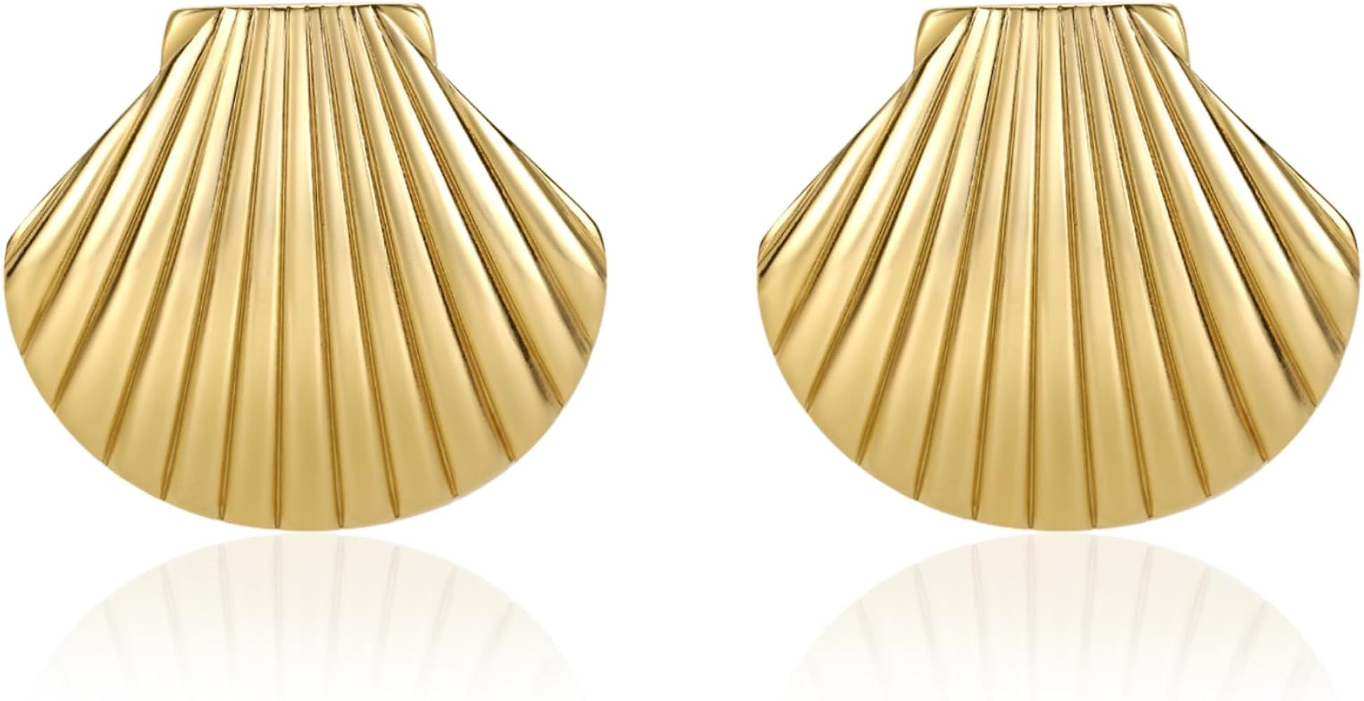 Seashells Earrings,18k Gold Plated Chunky Gold Earrings,Summer Ocean Beach Jewelry Gift for Womem... | Amazon (US)