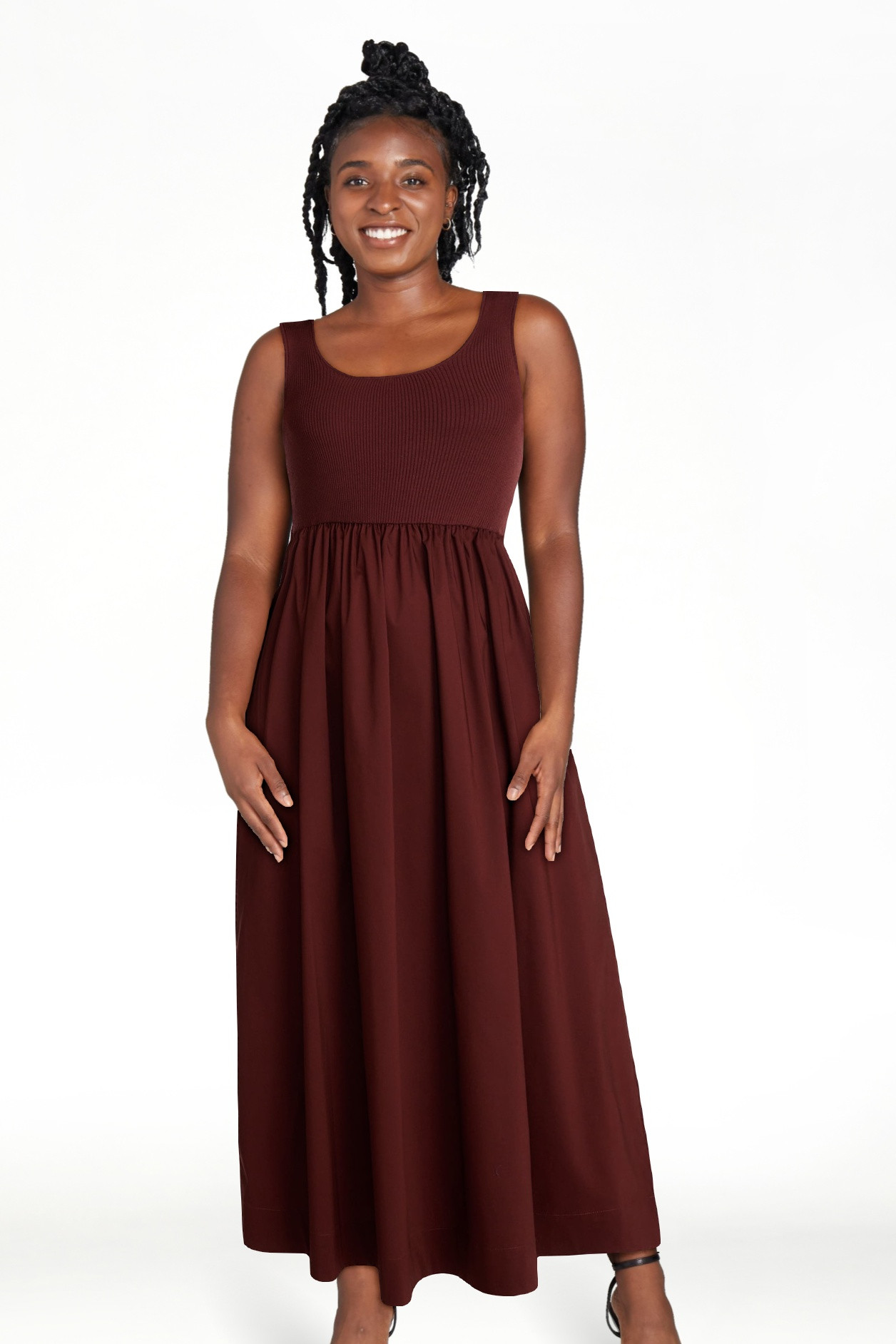 Time and Tru Women's Sleeveless Scoop Neck Midi Dress, Sizes XS-XXXL | Walmart (US)