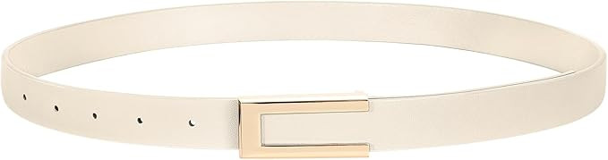 SUOSDEY Skinny Belt for Women, Thin Leather Belt Fashion Waist Belt for Dress Jeans with Gold Buc... | Amazon (CA)