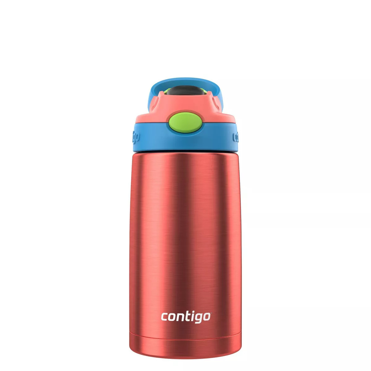 Contigo Kids' 13oz Stainless Steel Painted Coral Water Bottle Blue Poppy: Insulated, Spillproof, ... | Target