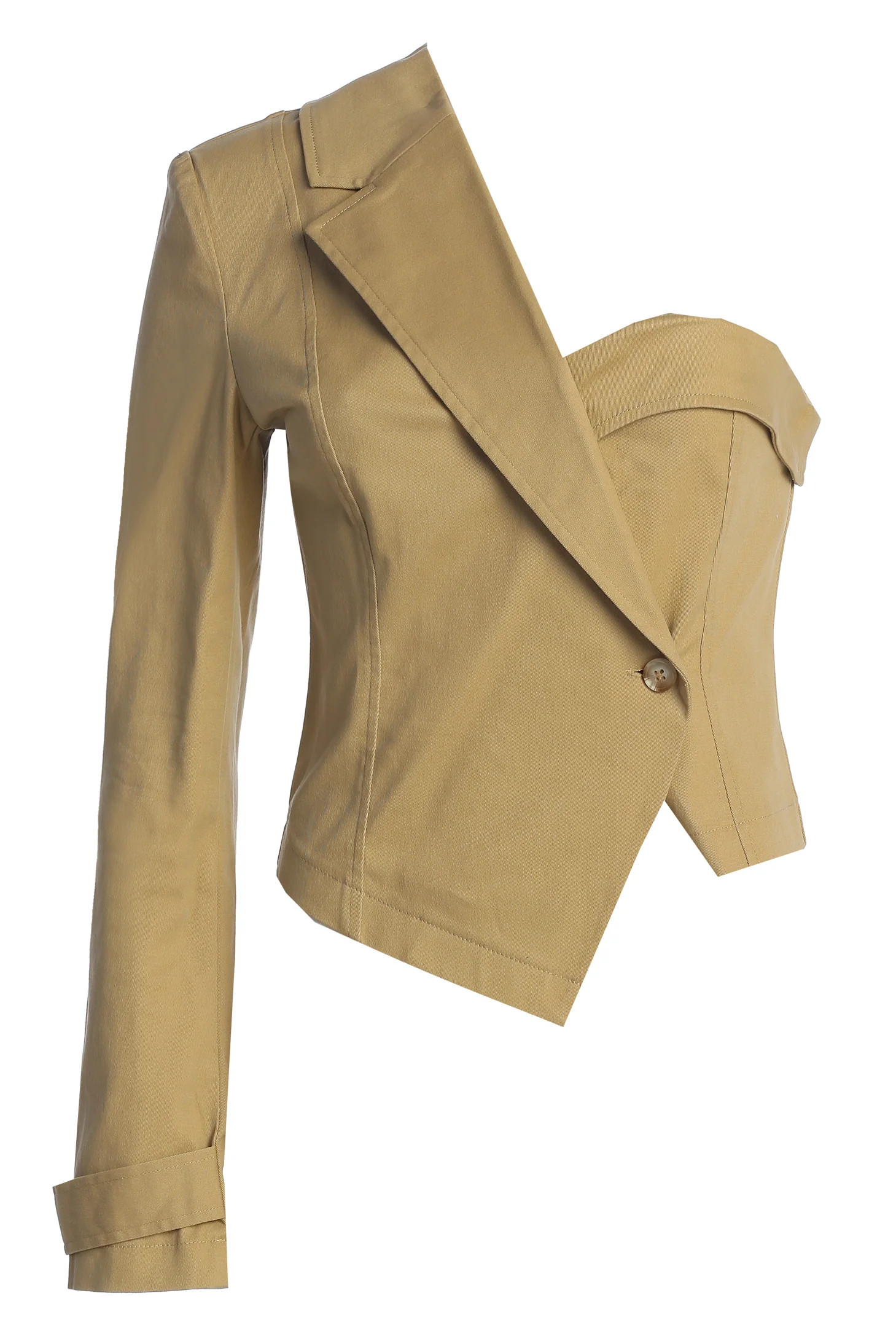 Khaki Amal One Shoulder Top S | JLUXLABEL