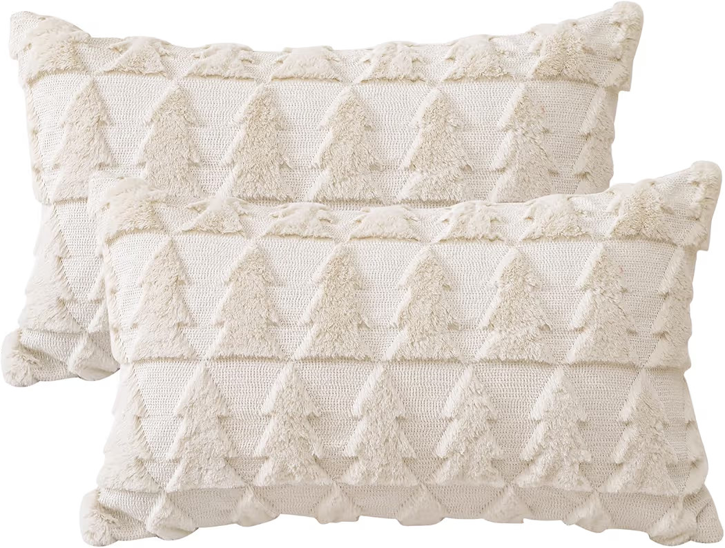 OTOSTAR Set of 2 Soft Plush Short Wool Velvet Decorative Throw Pillow Covers Square Luxury Style ... | Amazon (US)