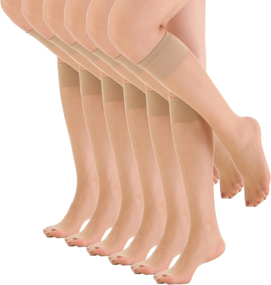 EVERSWE 6 Pairs Women's Sheer Knee High Stockings 15D | Amazon (US)