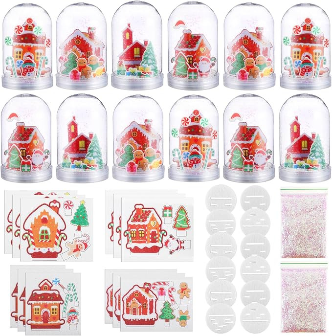 12 Set Christmas Gingerbread House Snow Globe Craft Kit for Kids Make Your Own Gingerbread House ... | Amazon (US)