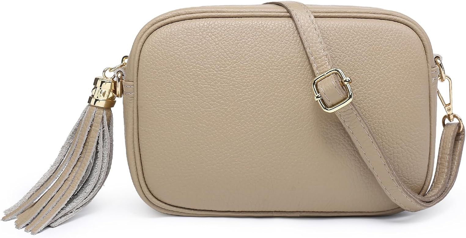 Italian Genuine Leather Tassel Crossbody Purse Soft Shoulder Handbag for Women Snapshot Camera Ba... | Amazon (US)