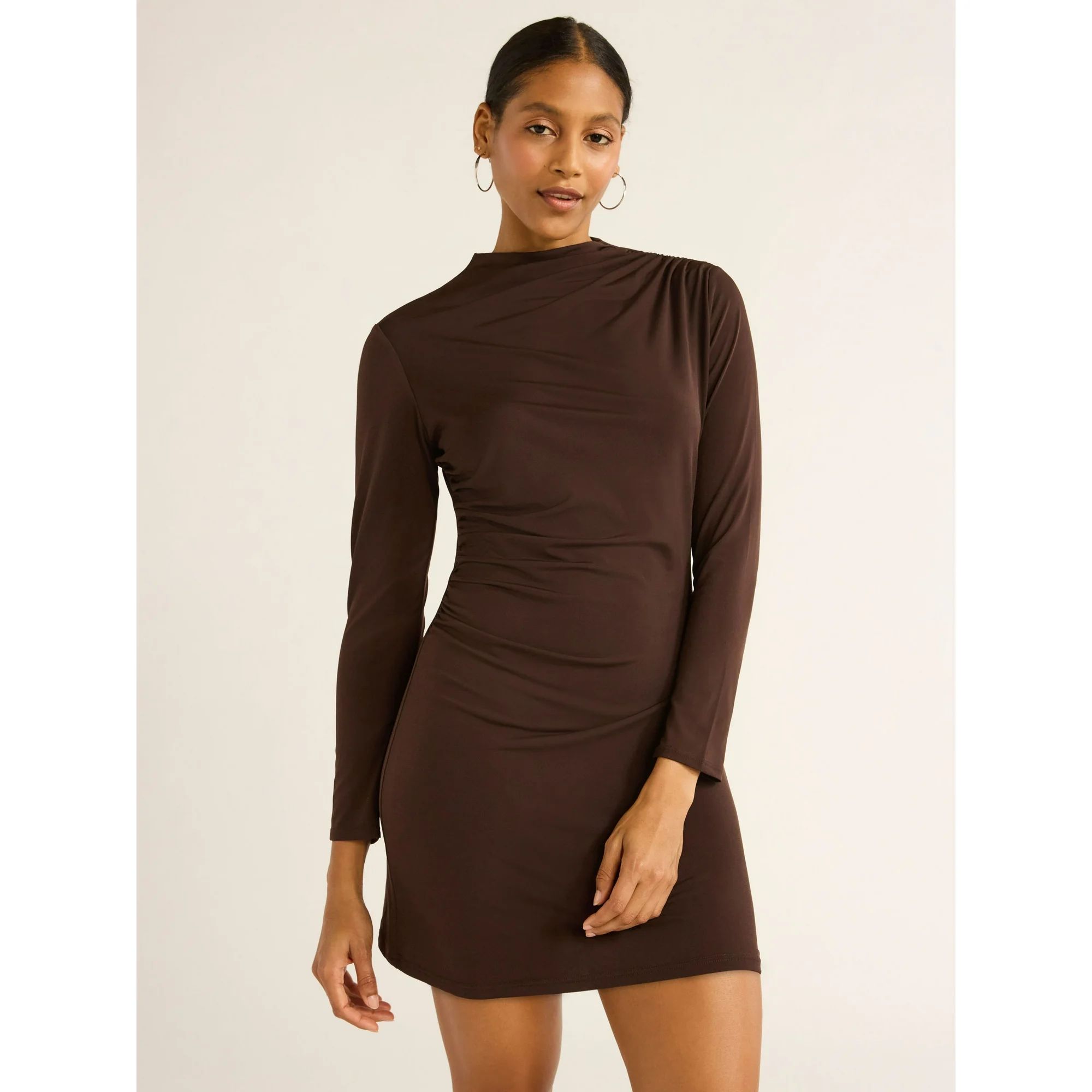 Scoop Women’s Ruched Knit Mini Dress, Sizes XS-XXL | Walmart (US)