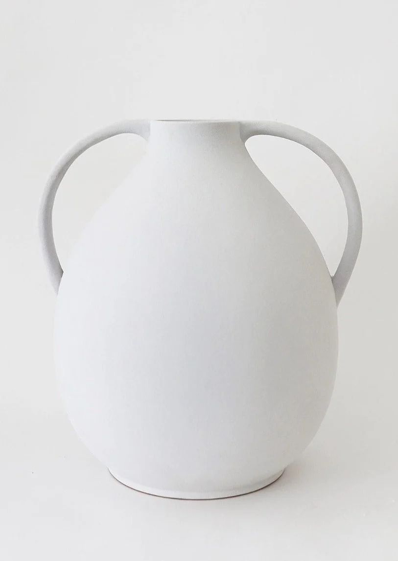 Afloral White Large Floor Jug Vase in Watertight Terra Cotta - 13.25" Tall | Afloral (US)