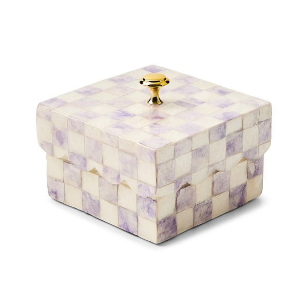 MacKenzie-Childs Violet Check Capiz Scalloped Box | MacKenzie-Childs