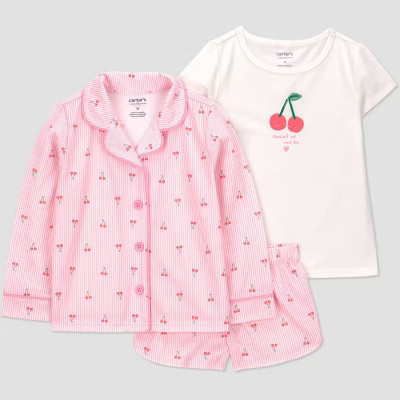 Carter's Just One You® Toddler Girls' 3pc Cherries Pajama Set - Pink 2T | Target