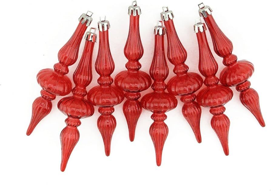 Northlight 8ct Red Solid Shatterproof Christmas Finial Ornaments 5.25" | Amazon (US)