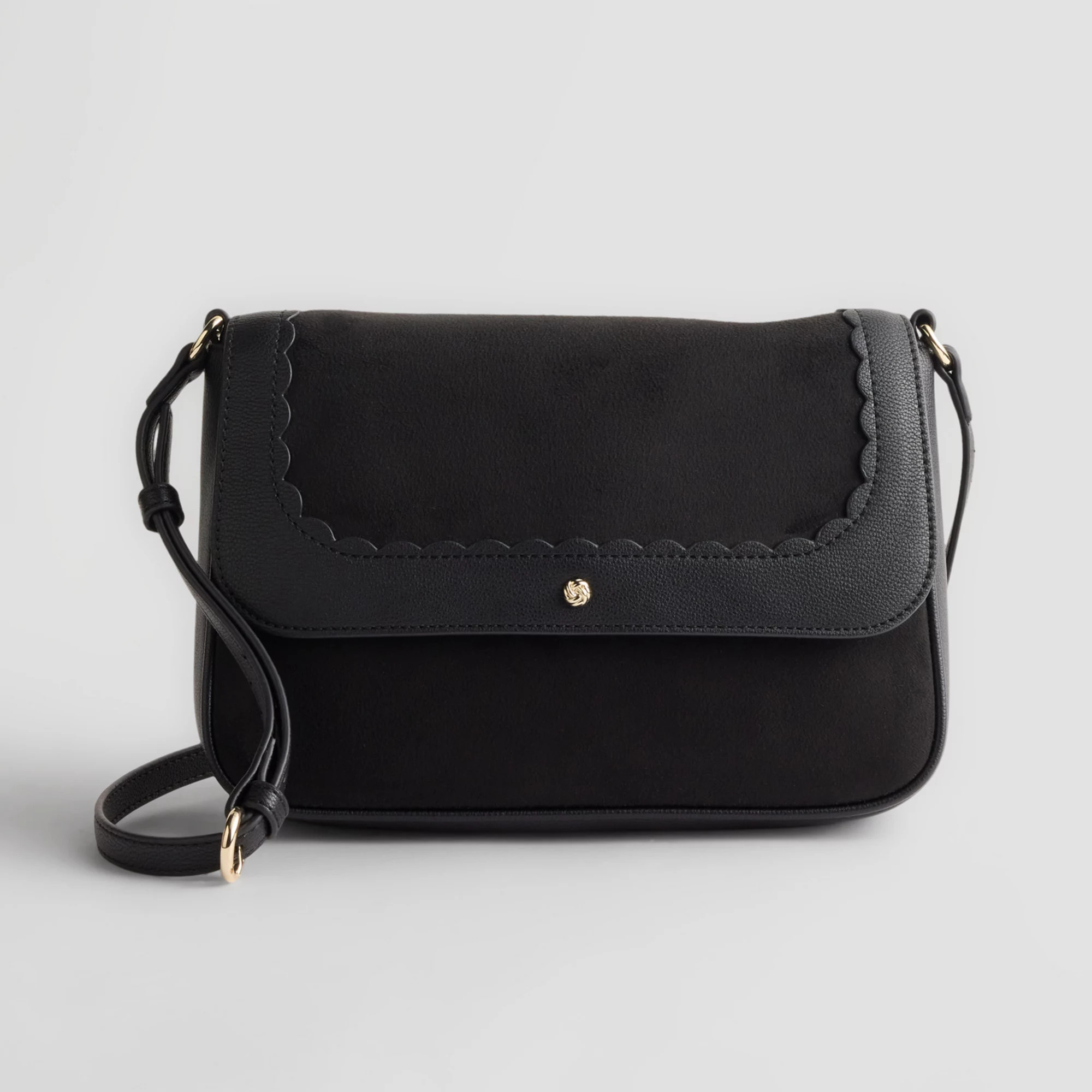 LC Lauren Conrad Scallop Edge Flap Crossbody Bag, Black | Kohl's