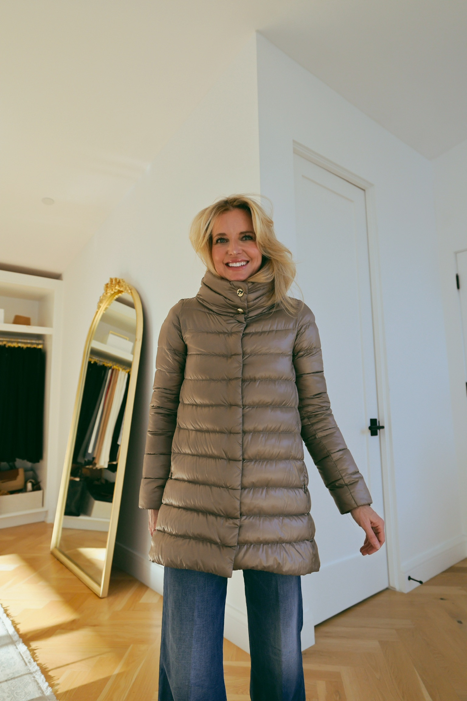 I like having at least one statement coat that still feels practical. This one brings a soft shimmer but keeps the silhouette clean and wearable. 

 #LTKootd #LTKSeasonal