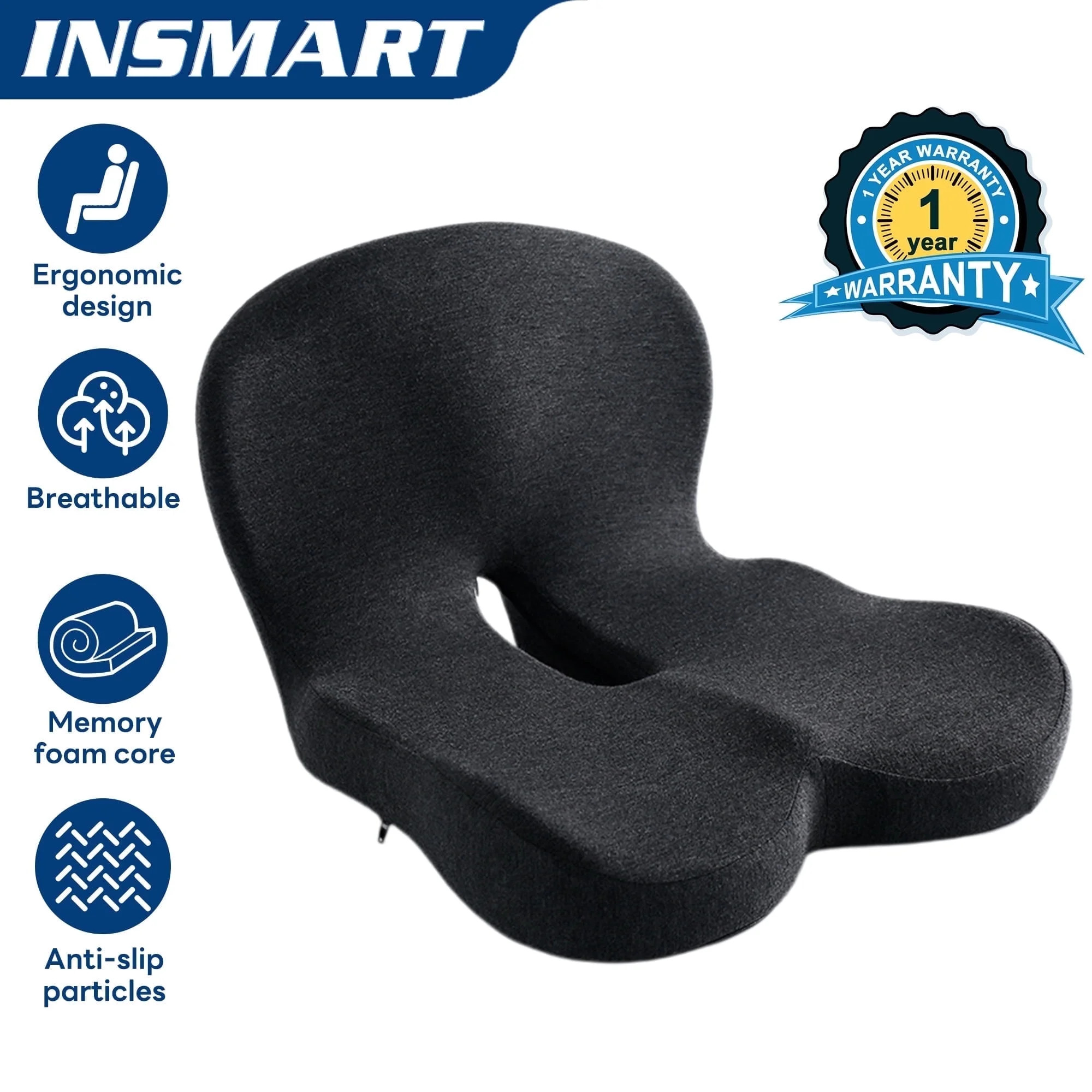 INSMART Ergonomic Seat Cushion with Lumbar Support - Gel Memory Foam Pillow for Office Chair, Car... | Walmart (US)