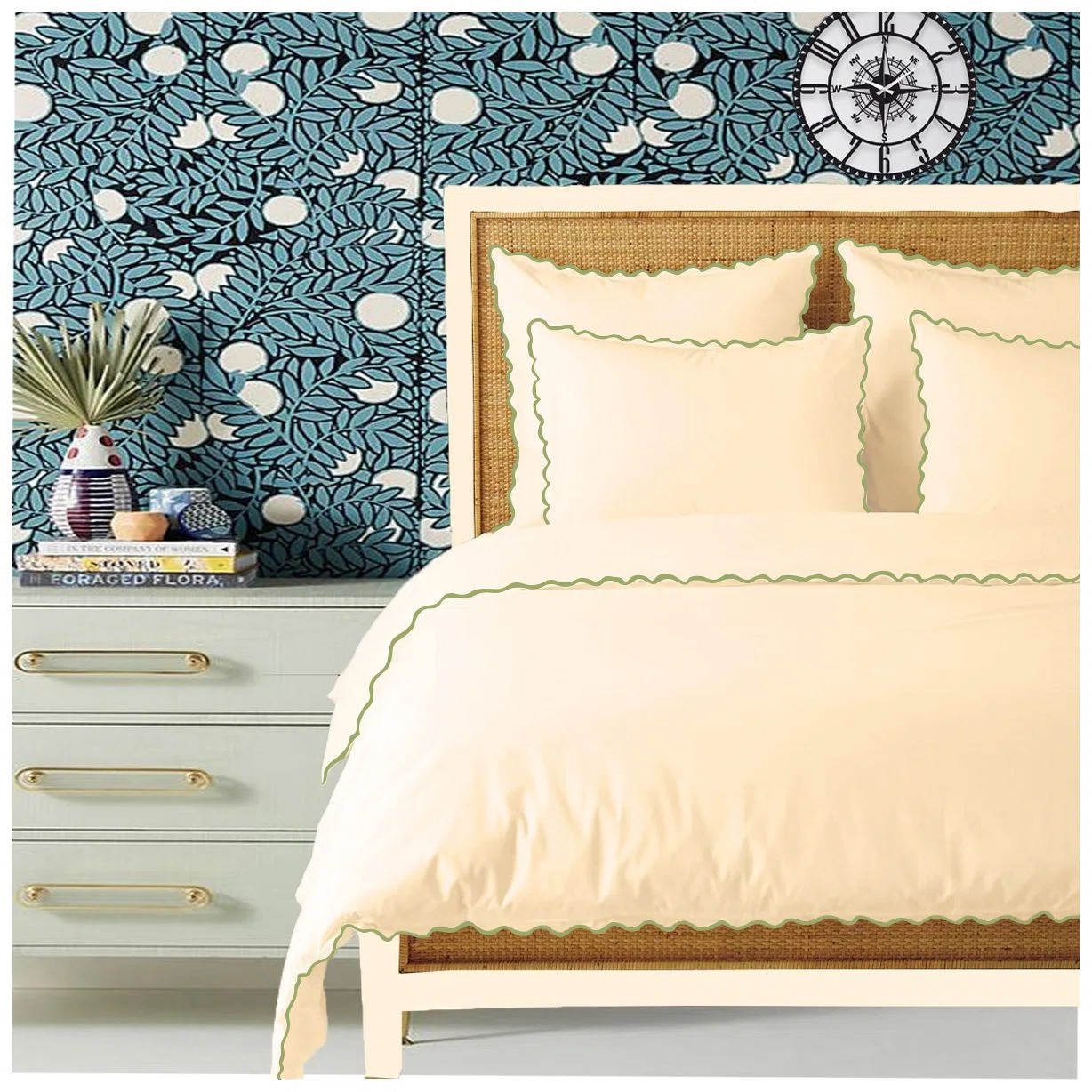 Ivory 400TC Cotton Small Scallop Embroidery Duvet Cover Set | Wayfair North America