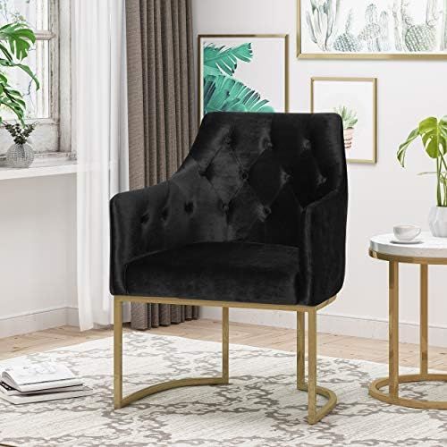 Christopher Knight Home Fern Modern Tufted Glam Accent Chair with Velvet Cushions and U-Shaped Base, | Amazon (US)
