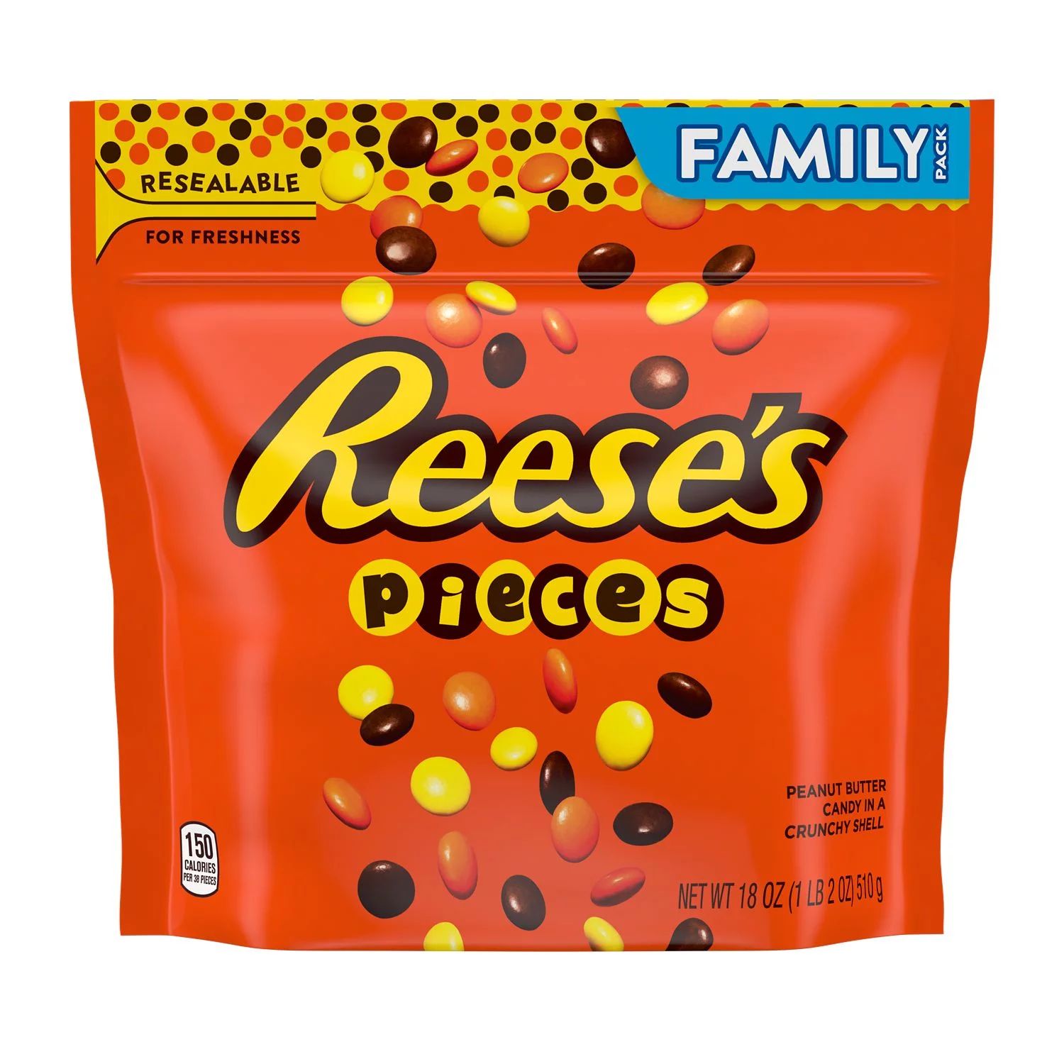 Reese's PIECES Peanut Butter Candy, Gluten Free, 18 oz Resealable Pack | Walmart (US)