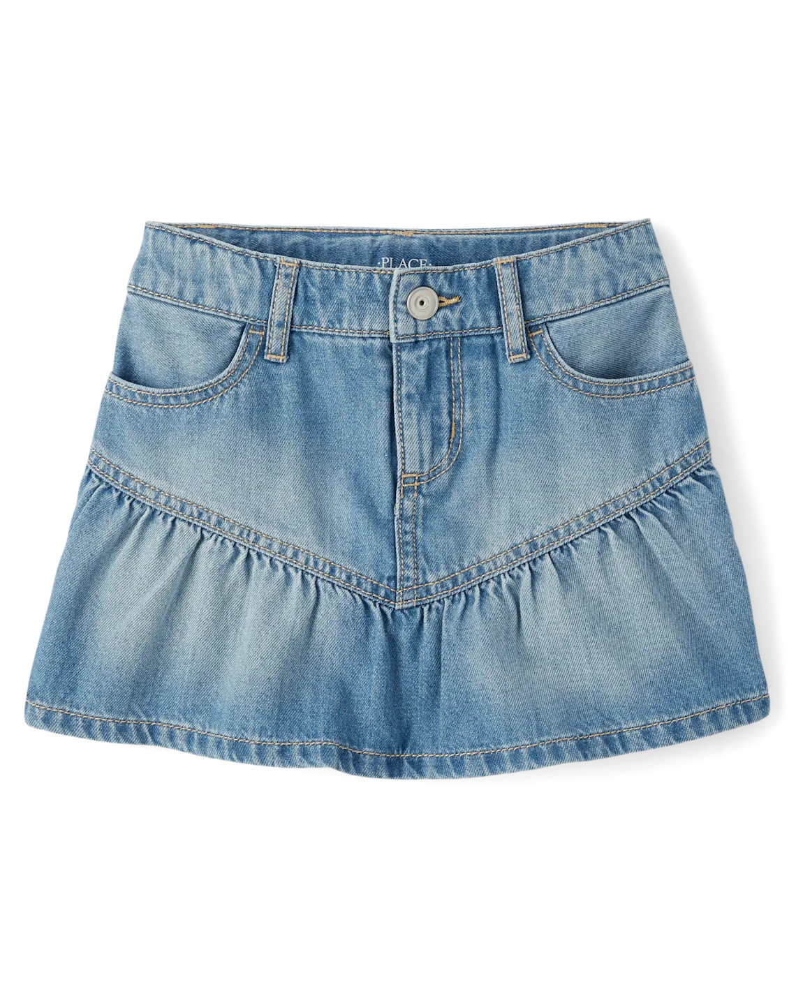 Girls Denim Ruffle Skort - blue | The Children's Place