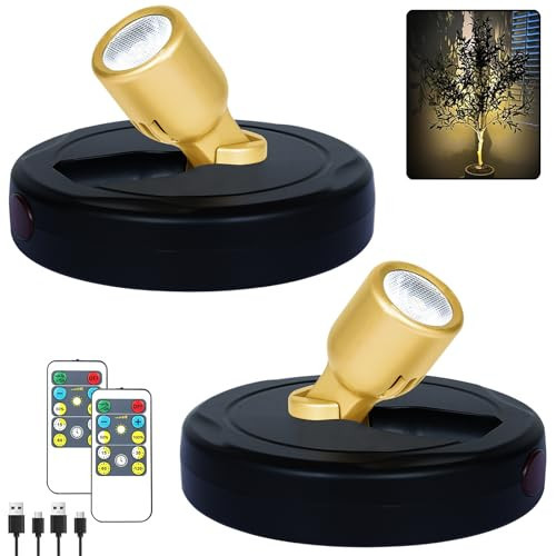 HAMVIDNE LED Spotlight, Rechargeable Battery Spot Lights with Remote, Uplighting Indoor, Stick Plant Spotlights for Wall Art Display Artwork Picture Painting-2Pack | Amazon (US)