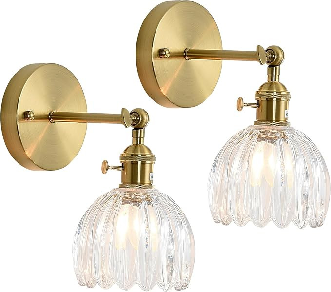 Vintage Wall Sconces with Transparent Tulip Glass Lampshade, Indoor 180 Degree Adjustable Wall Mo... | Amazon (CA)