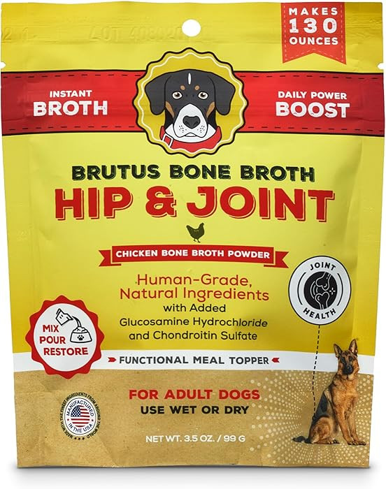 Brutus Broth Dog Food Topper - Instant Bone Broth Powder for Dogs - Supports Hip and Joint Functi... | Amazon (US)