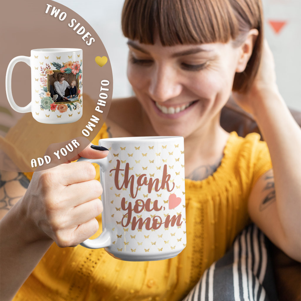 MOM Mothers day Gift Floral Photo Personalized Coffee Mug | Zazzle