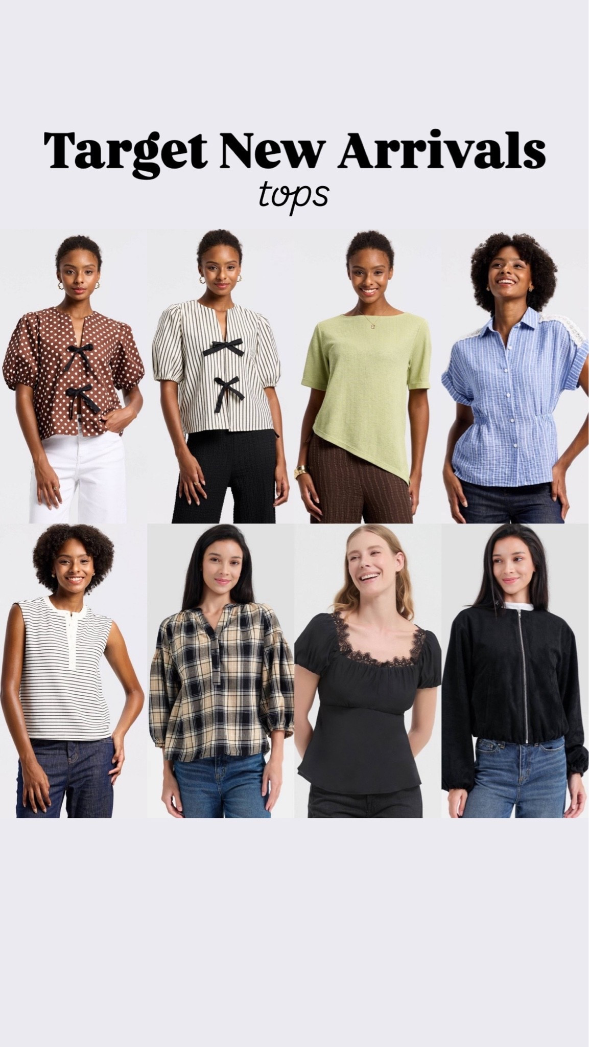 Target new arrivals 
Tops