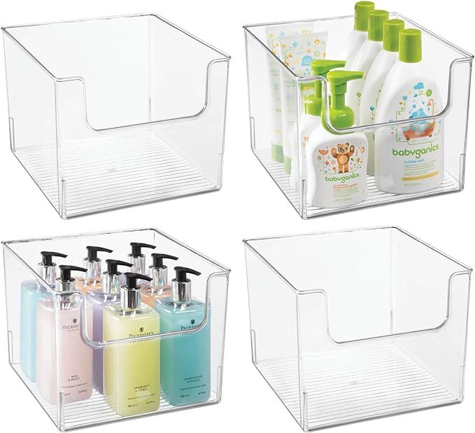 mDesign Plastic Open Front Bathroom Storage Organizer Basket Bin - for Cabinets, Shelves, Counter... | Amazon (US)