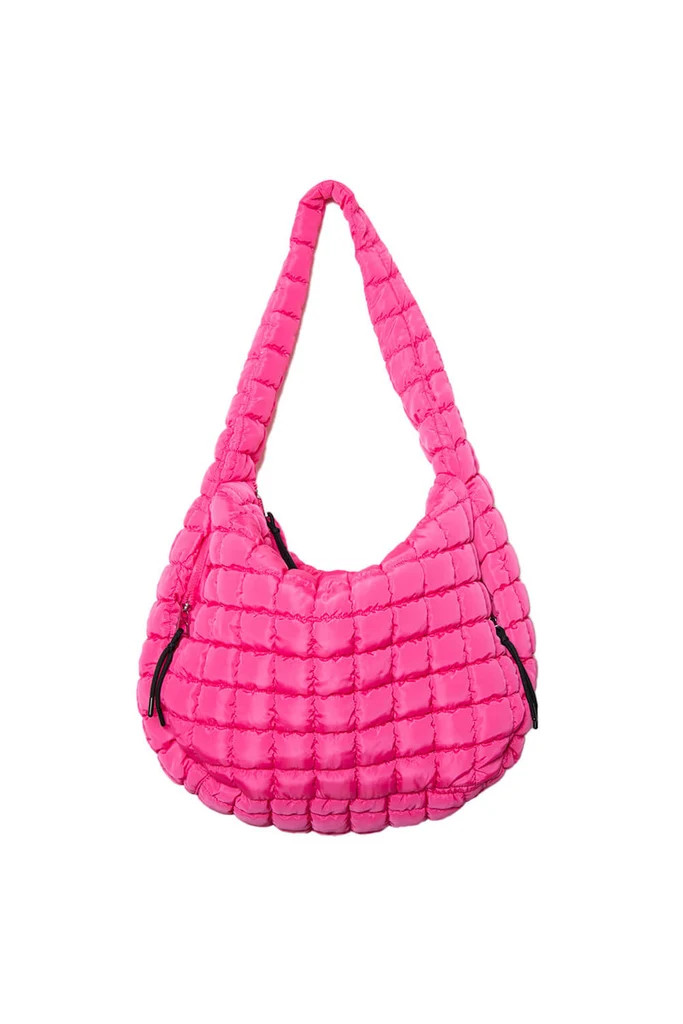 Hot Pink Quilted Puffer Tote | Katydid.com