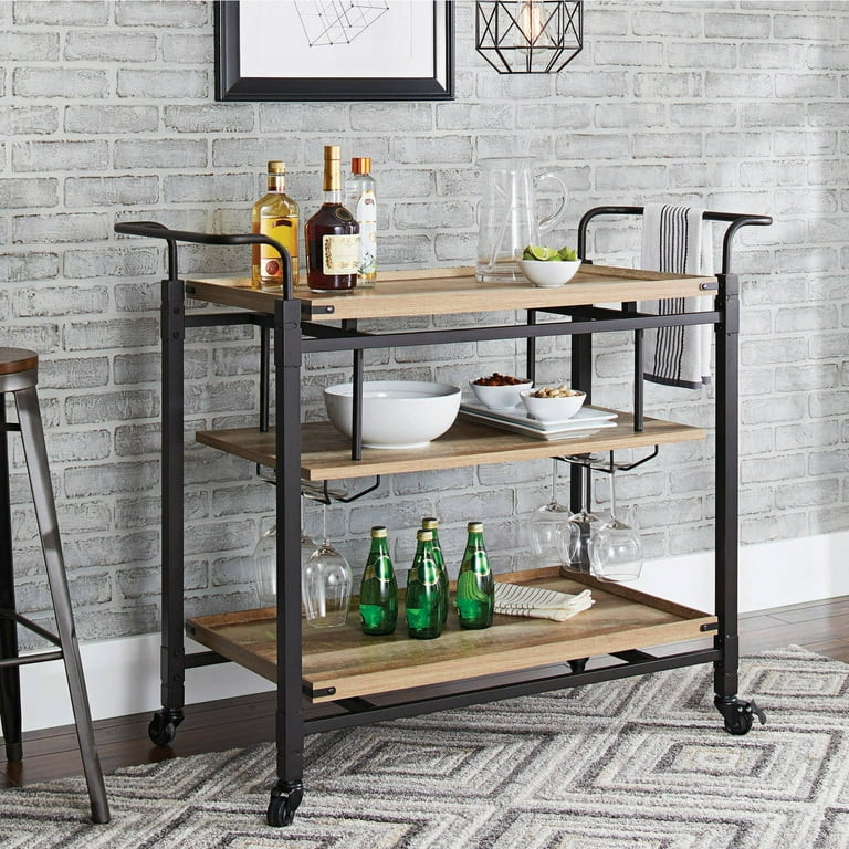 Better Homes & Gardens Crossmill Metal Bar Cart, Weathered Finish | Walmart (US)