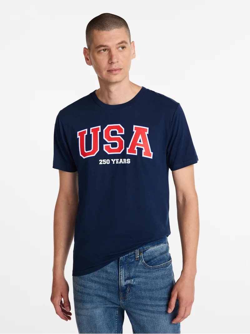 Americana Men's and Big Men's USA 250 Graphic Tee Shirt from Way to Celebrate, Sizes XS-3XLT | Walmart (US)