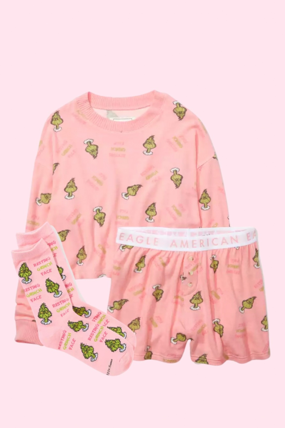 AE Grinch Plush PJ Set