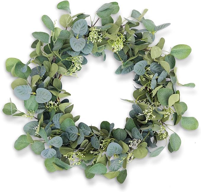 Eucalyptus Wreaths for Front Door 22", Handmade Green Leaves Wreath for Summer, Spring and All Se... | Amazon (US)