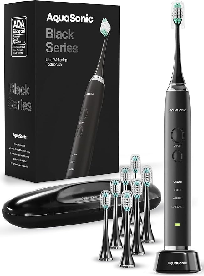 Aquasonic Black Series Ultra Whitening Toothbrush – ADA Accepted Electric Toothbrush- 8 Brush H... | Amazon (US)