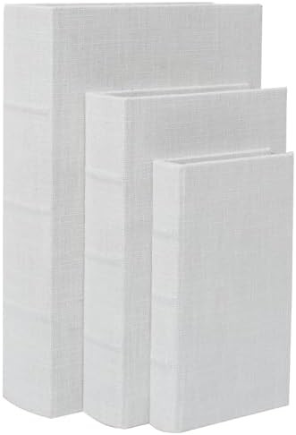 SwallowLiving Set of 3 Linen Decorative Book Boxes with Hidden Storage – Modern Neutral White L... | Amazon (US)