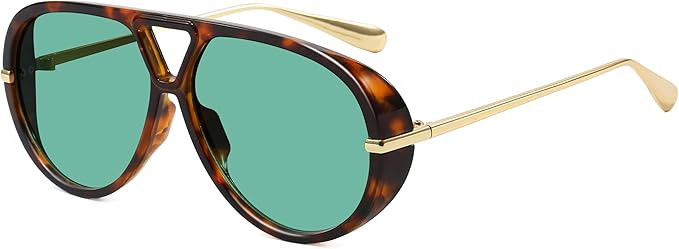 Trendy Oversized Aviator Sunglasses for Women Men Retro Big Round Shield Sun Glasses Vintage Shad... | Amazon (US)