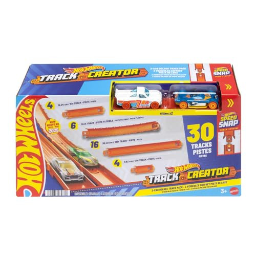 Hot Wheels Track Creator 2-Car Deluxe Pack with 2 1:64 Scale Die-Cast Toy Vehicles, 25 Feet of Different Length Speed Snap Track & Connectors (Amazon Exclusive) | Amazon (US)