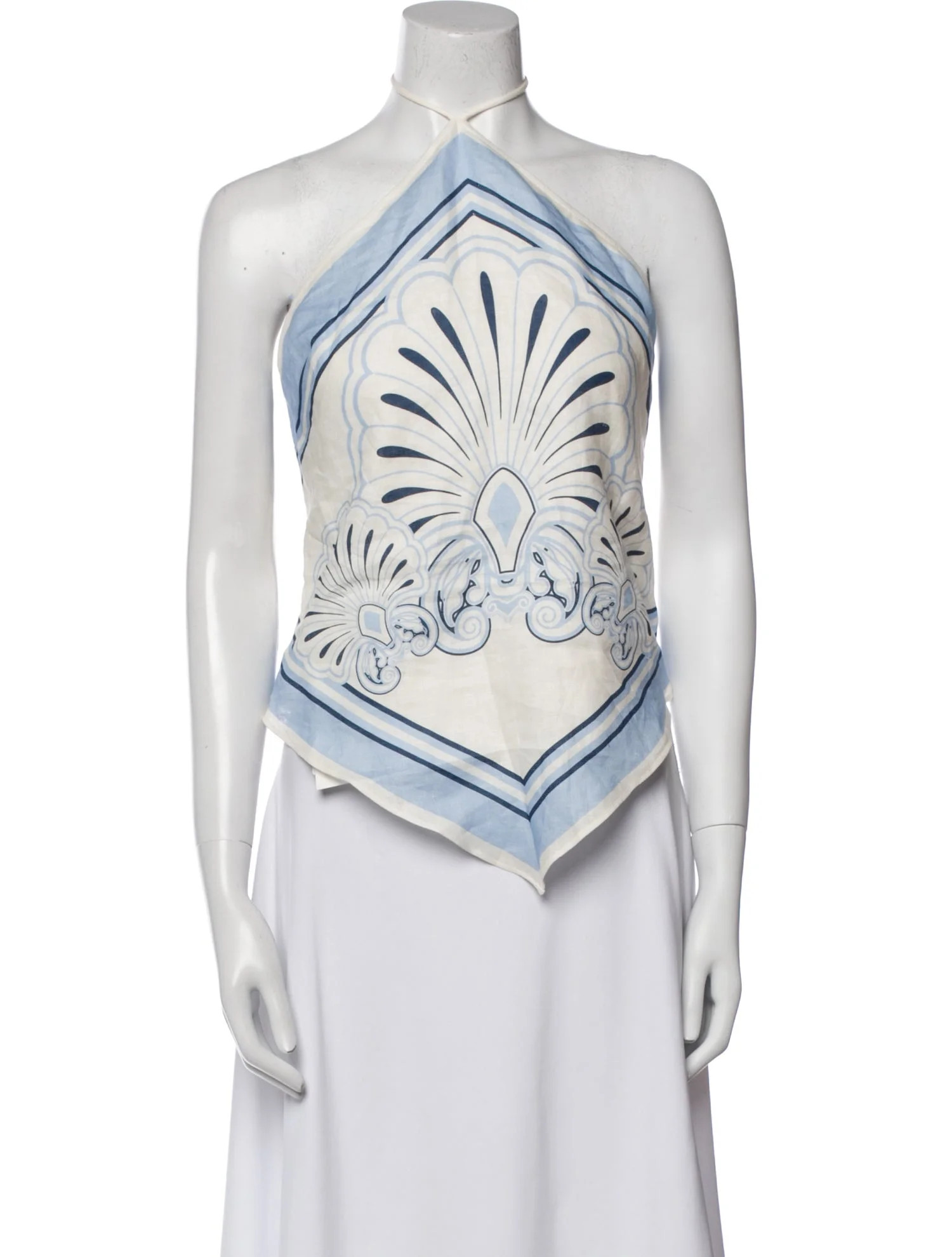 Linen Graphic Print Crop Top | The RealReal