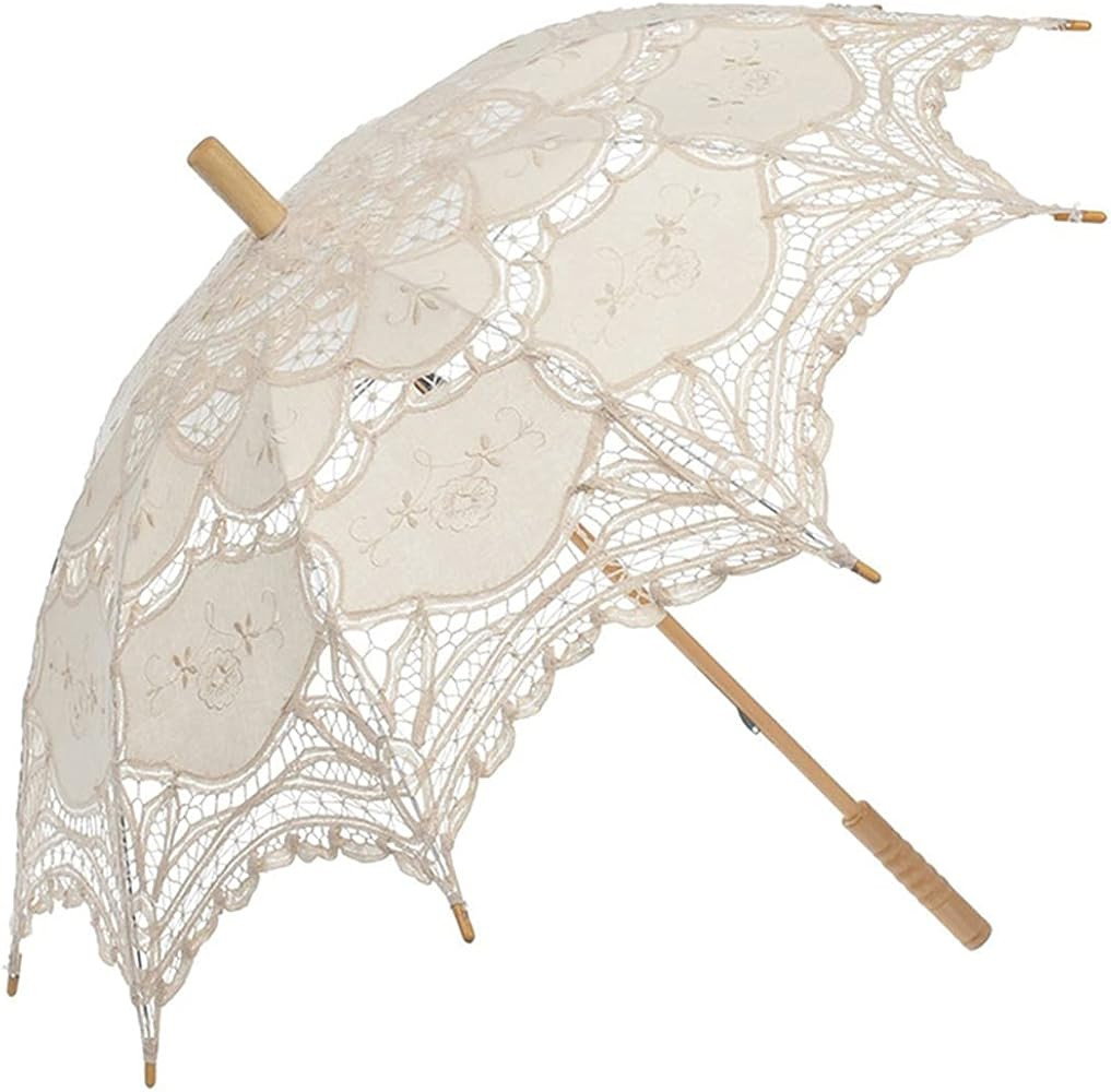 Lace Parasol Umbrella Vintage Wedding Bridal Lace Umbrella for Decoration Photo Tea Party 32 Inch... | Amazon (US)