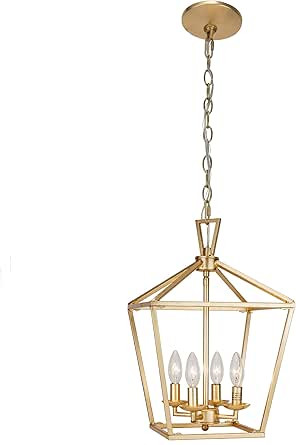 Untrammelife 4-Light Aged Gold Lantern Pendant Light, Adjustable Height Metal Geometric Light Fix... | Amazon (US)
