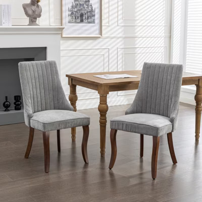KTMBDW Dining Chair|Linen Upholstered Dining Chairs|Curved Solid Wood Legs|Decorative Home Furniture for Dining Room Gray (Set of 2) | Target