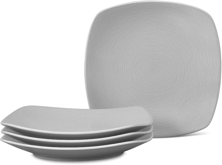 Noritake Colorscapes Grey-on-Grey Swirl Set of 4 Square Salad Plates, 8.25" | Amazon (US)