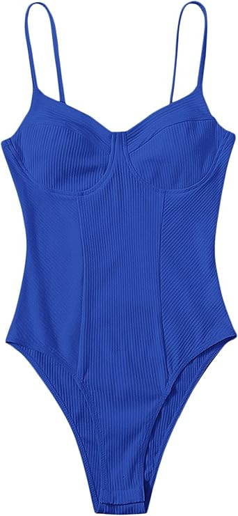 Milumia Women's Spaghetti Strap Ribbed Knit Sleeveless Backless Bustier Bodysuit Top | Amazon (US)