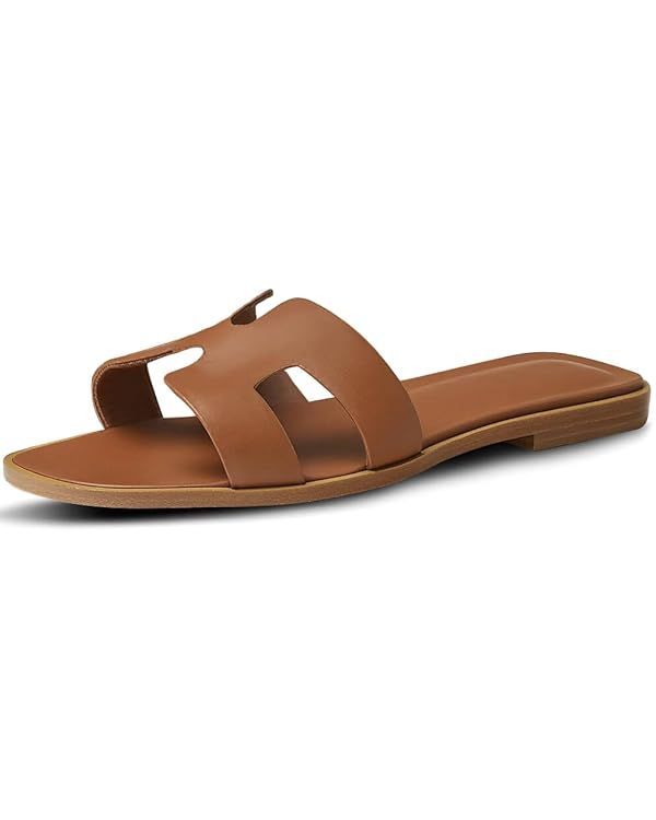 Womens Sandals H-Band Slides Flat Sandals for Women Summer Sandals | Amazon (US)