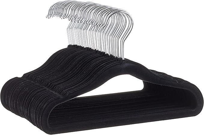 Amazon Basics Kids Velvet, Non-Slip Clothes Hangers for Infant and Toddler, 11.6 in (for baby clo... | Amazon (US)